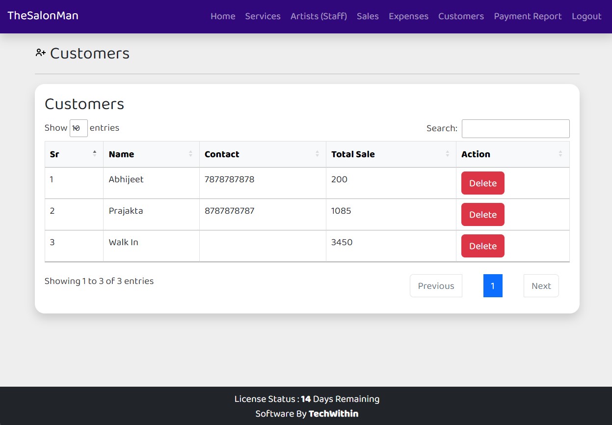 List of Customers