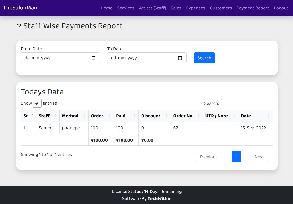 List of Payments