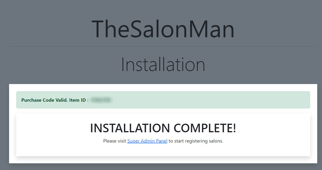 Installation Complete Screen